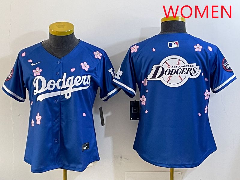 Women Los Angeles Dodgers Blank Blue Sakura Edition 2025 Nike MLB Jersey style 25